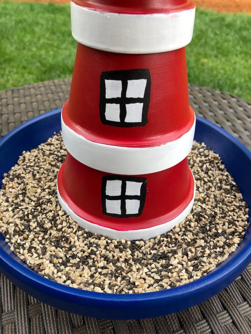 Terracotta Pot Lighthouse Bird Feeder